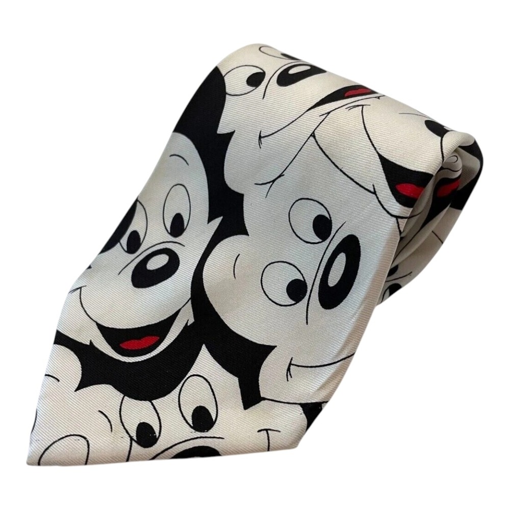 Balancine The Tie Works Disney Mens Classic Mickey Mouse Neck Tie White Silk